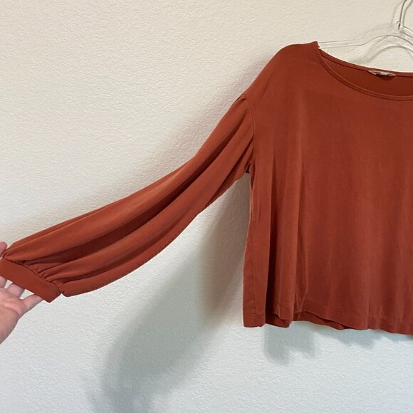 MADEWELL Sandwashed Gathered Sleeve Top In Rusty Torch Size Small - Picture 4 of 10